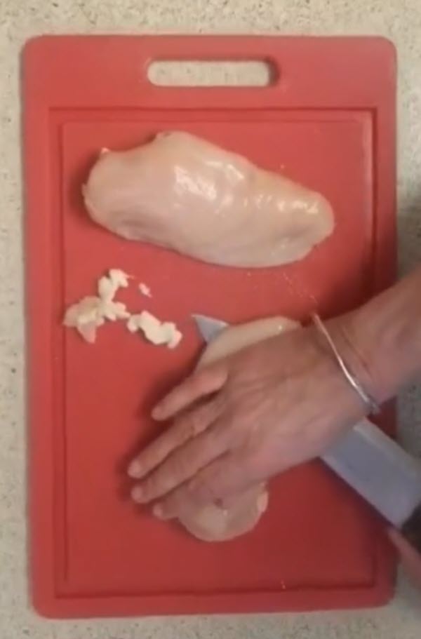 how to cut up chicken breasts for smothered chicken