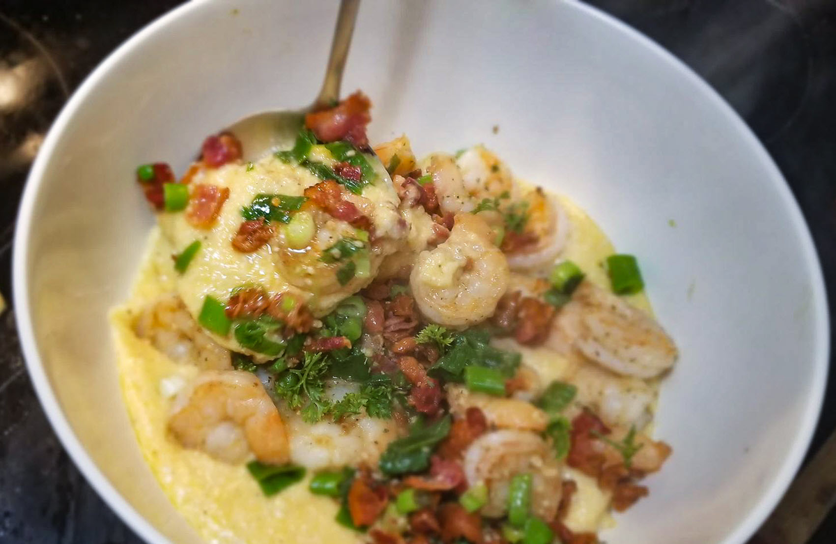 Creamy Shrimp And Grits With Cheese - Ahead Of Our Thyme