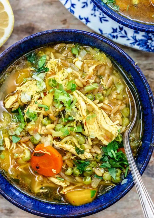 lemon chicken and Greek orzo soup